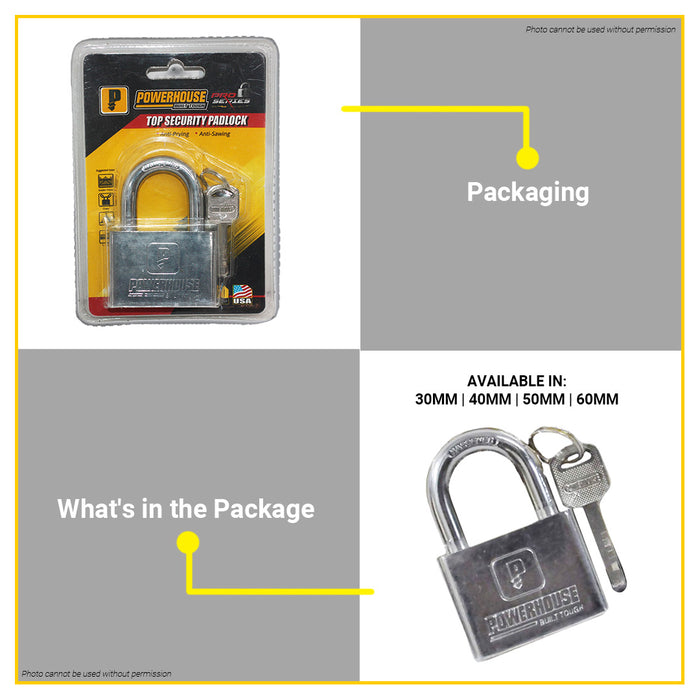 POWERHOUSE Short Shackle Padlock 30mm | 40mm | 50mm | 60mm SOLD PER PIECE •BUILDMATE• PHDH