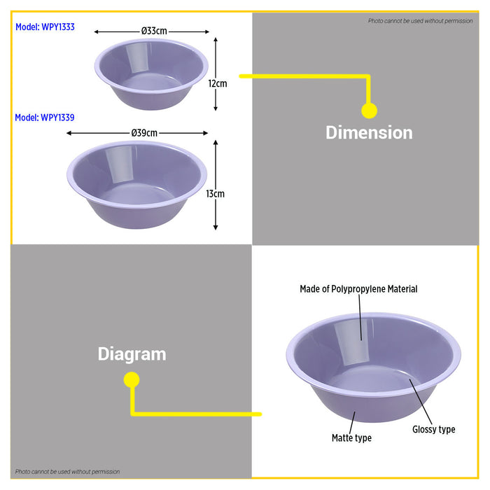 BUILDMATE Wadfow Round Plastic Wash Basin Cleaning Laundry Washing Bowl Pet Bath Tub Dish Palanggana Batya Storage Bucket Container - WHT