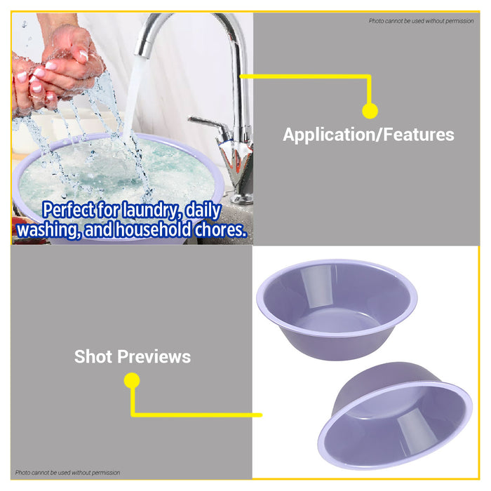 BUILDMATE Wadfow Round Plastic Wash Basin Cleaning Laundry Washing Bowl Pet Bath Tub Dish Palanggana Batya Storage Bucket Container - WHT