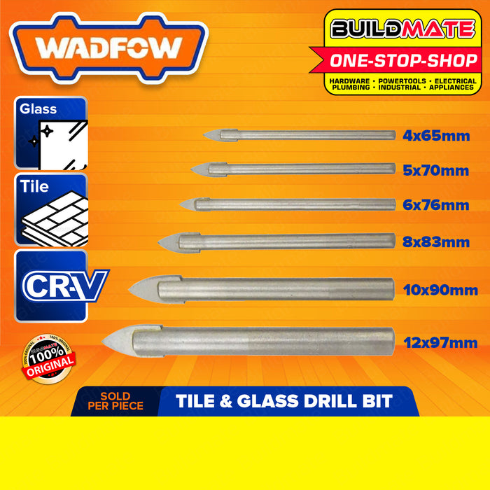 BUILDMATE Wadfow Tile and Glass Drill Bit 4x65mm - 12x97mm Glass and Tile Drill Bit Carbide Tipped Drill Bit Glass Drilling Tool Tile and Glass Cutting Bit Diamond Coated Drill Bit Tile Cutter Glass and Tile Drilling Accessory • WHT