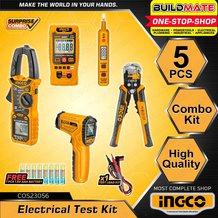 BUILDMATE Ingco 5PCS/SET Electrical Test Kit Digital Clamp Meter Multimeter Test Pencil COS23056 IPX