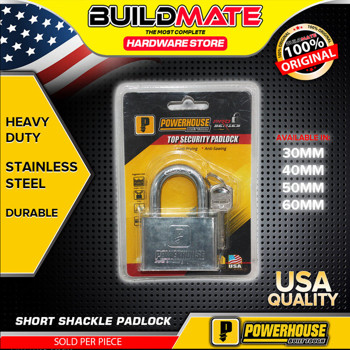 POWERHOUSE Short Shackle Padlock 30mm | 40mm | 50mm | 60mm SOLD PER PIECE •BUILDMATE• PHDH