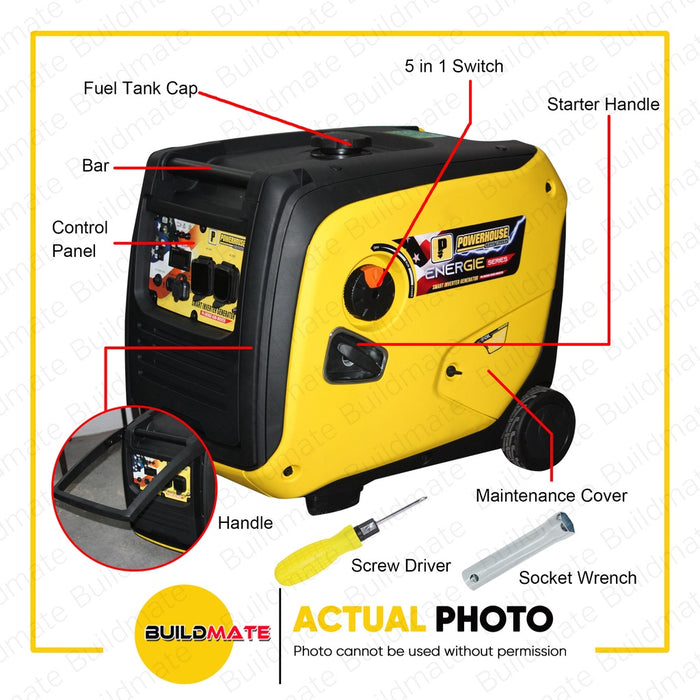 POWERHOUSE ENERGIE SERIES SMART Inverter Gasoline Generator 4.5KW KVA PH-ENERGIE-6500-INVERTER PHI
