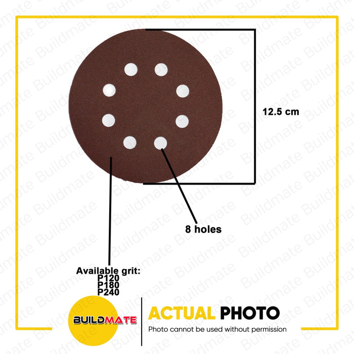 HOTECHE Aluminum Oxide 50 PCS Sanding Disc 5" 125mm P120 | P180 | P240 SOLD PER 50's • BUILDMATE•
