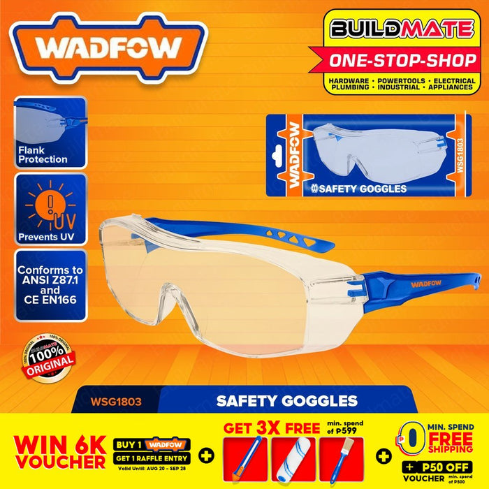 WADFOW Safety Goggles (Full View) Prevents UV Protective Eyewear Goggles WSG1803 •BUILDMATE• WHT