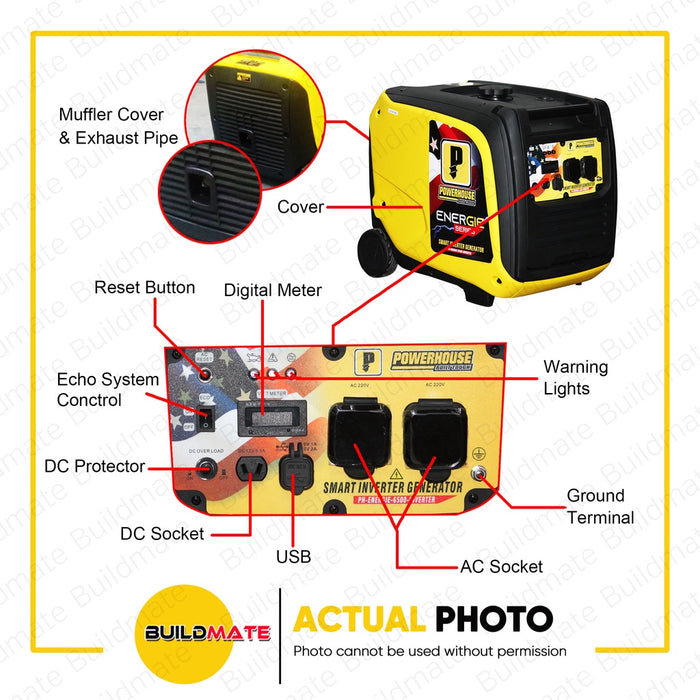 POWERHOUSE ENERGIE SERIES SMART Inverter Gasoline Generator 4.5KW KVA PH-ENERGIE-6500-INVERTER PHI