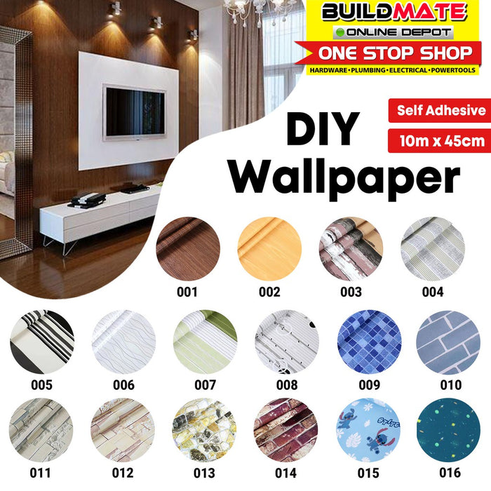 PVC Self Adhesive Home DIY Wallpaper Wall Paper for wall decor furniture 10m x 45cm •BUILDMATE•