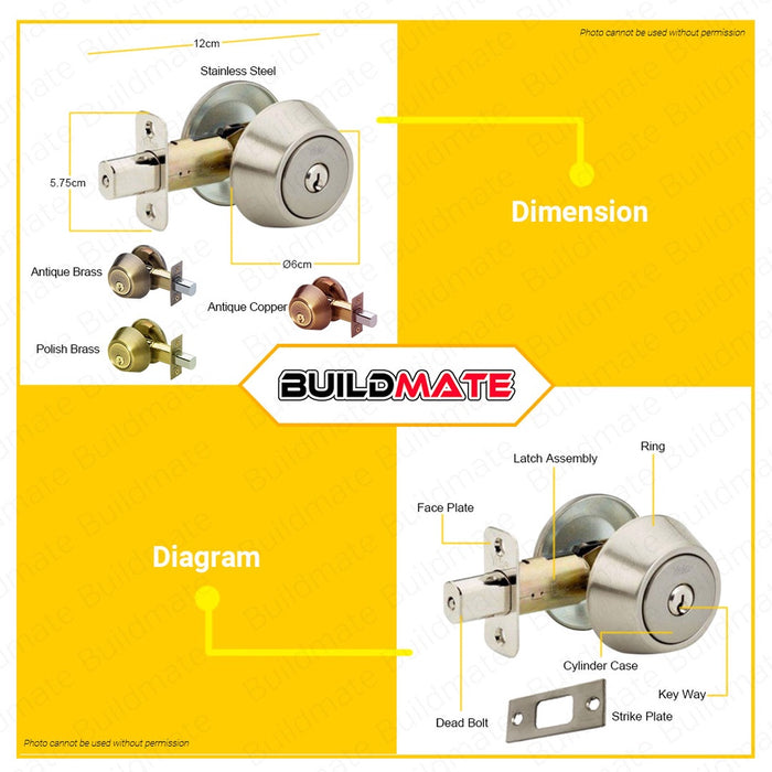 YALE Essential Series DOUBLE Cylinder Deadbolt Antique Brass Copper Satin Stainless Steel Brass