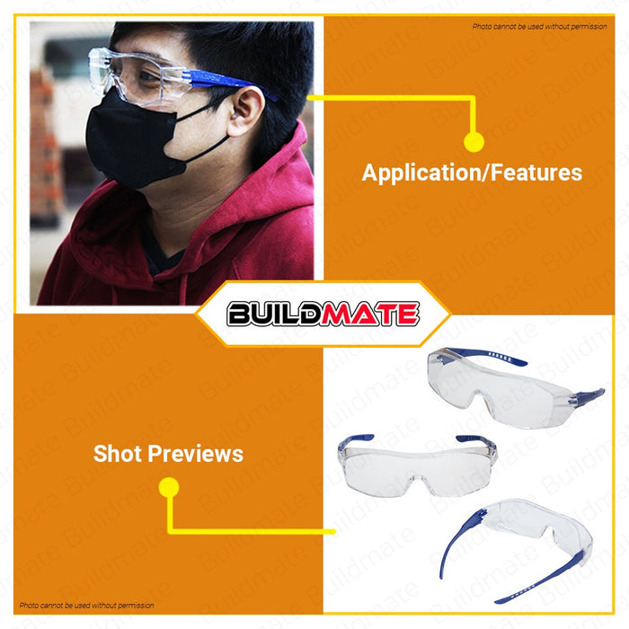WADFOW Safety Goggles (Full View) Prevents UV Protective Eyewear Goggles WSG1803 •BUILDMATE• WHT