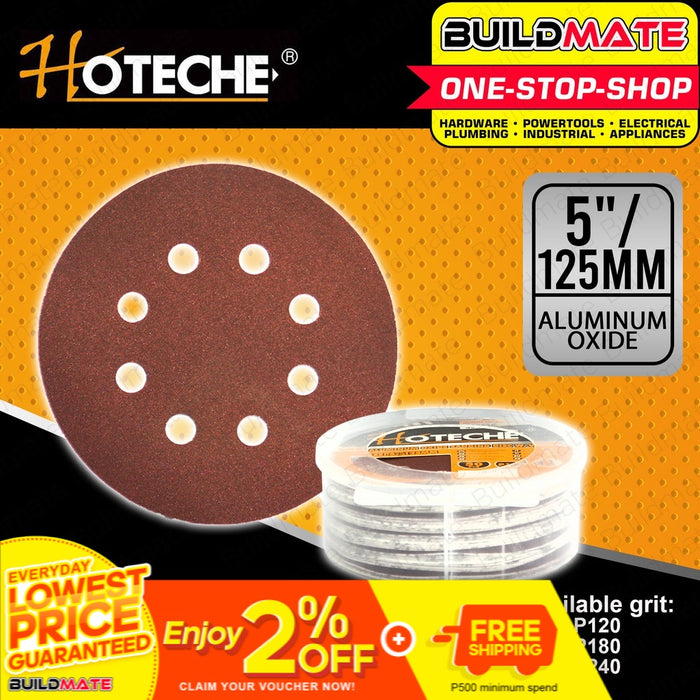 HOTECHE Aluminum Oxide 50 PCS Sanding Disc 5" 125mm P120 | P180 | P240 SOLD PER 50's • BUILDMATE•
