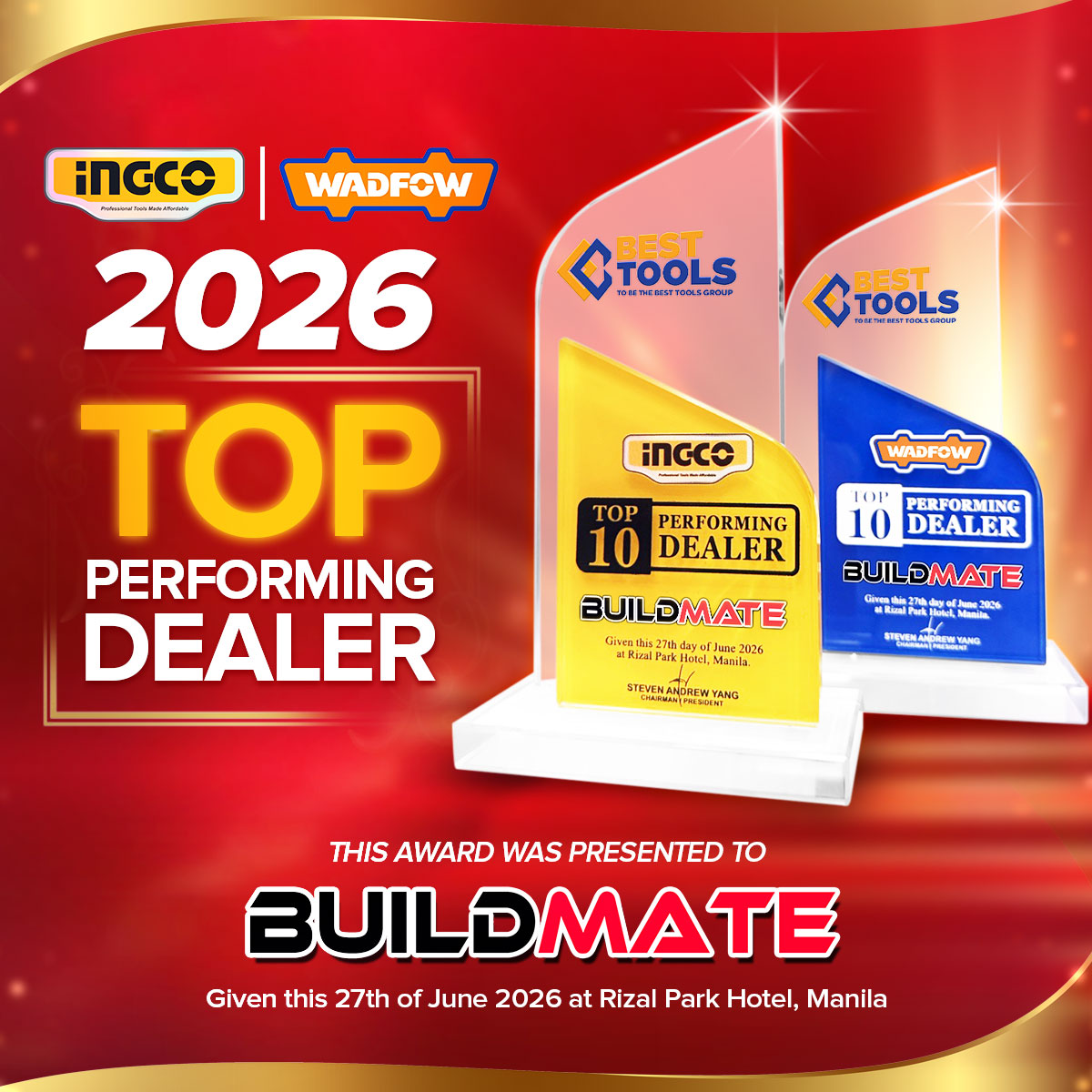 BUILDMATE RECOGNIZED AS A 2026 TOP PERFORMING DEALER BY INGCO & WADFOW