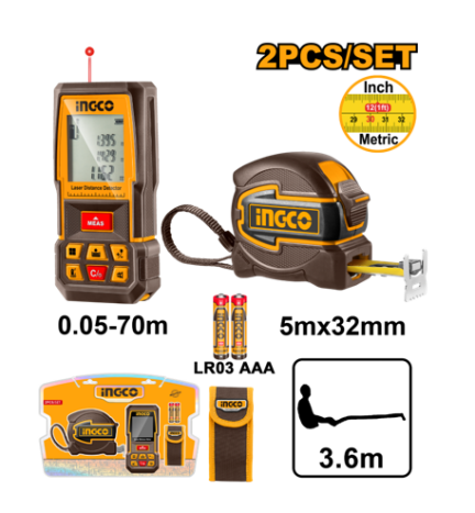 INGCO Laser Distance Detector Combo Kit Set for Accurate Measurements HLDD241201 ICPT - BUILDMATE