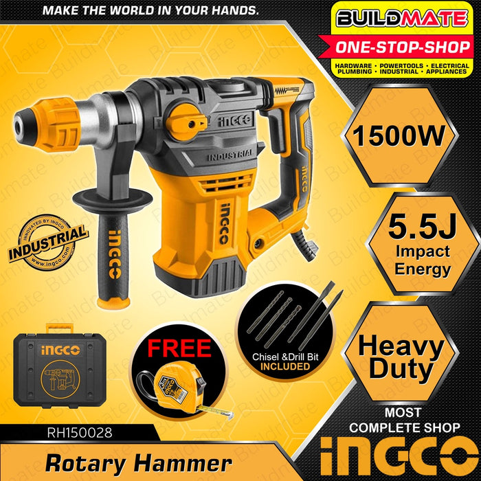 BUILDMATE Ingco SDS Rotary Hammer 1050W | 1500W Electric Drill Chipping Gun Concrete Breaker • IPT