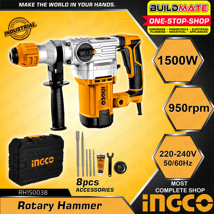 BUILDMATE Ingco SDS Rotary Hammer 1050W | 1500W Electric Drill Chipping Gun Concrete Breaker • IPT