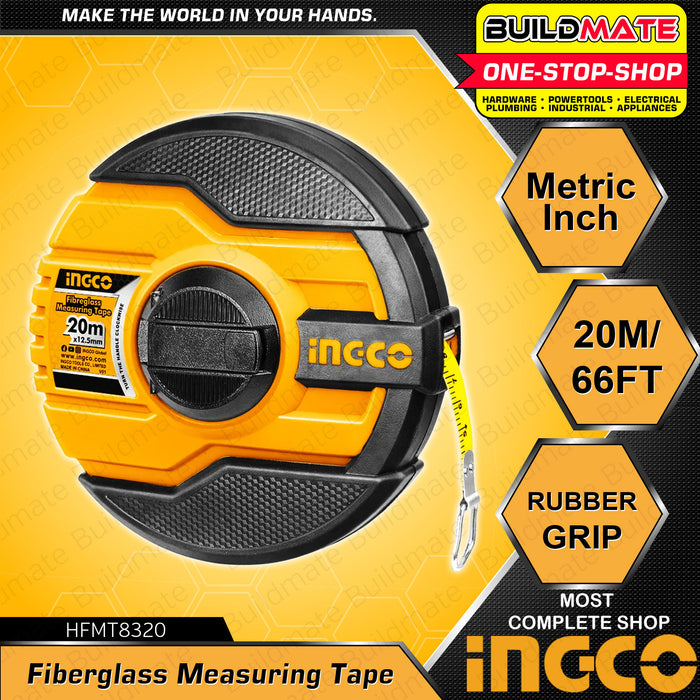 BUILDMATE Ingco Fiberglass Measuring Tape Measure 12.5mm 20M 30M 50M Metric & Inch Meter Ruler • IHT