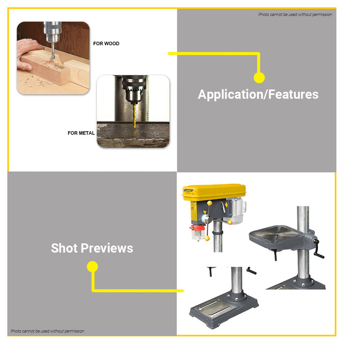 BUILDMATE Lotus 3/4HP 550W Drill Press 16mm Stand Table Drilling Machine Cast Iron Base LTDP550 / LTDP550VR - LPT
