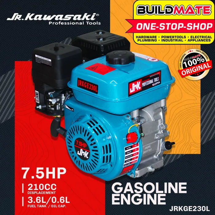 JR KAWASAKI JAPAN Gasoline Engine 7.5HP 210CC Low Speed Motor 3.6L Fuel Tank JRKGE230L •BUILDMATE•