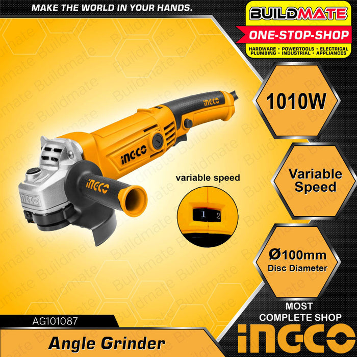 BUILDMATE Ingco Angle Grinder 1010W / 1100W Electric Grinding Machine for Wood, Metal, Stainless Steel Polishing AG101087 / AG1100382 / AG110018 / AG11003857 - IPT