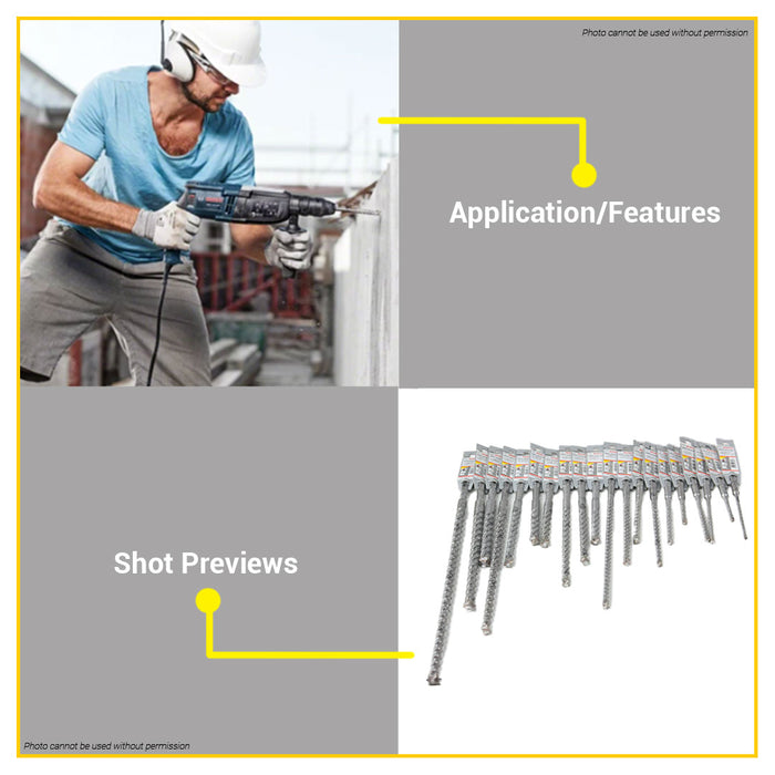BUILDMATE Bosch SDS PLUS-5X Rotary Hammer Drill Bit 4MM - 13MM for Concrete & Masonry Wall Fast Drilling - BAX
