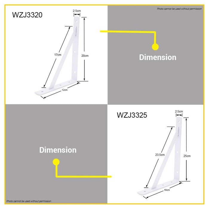 BUILDMATE Wadfow Heavy Duty Shelf Brackets 3MM Thickness 5" | 6" | 7" | 10" Inch Angle Corner • WHT