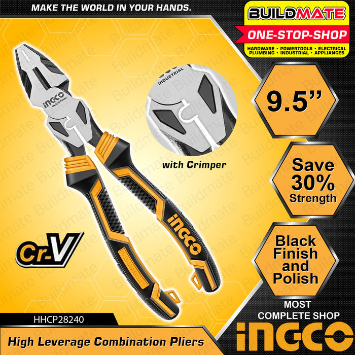 INGCO High Leverage Combination Pliers 9.5" HHCP28240  •BUILDMATE• IHT