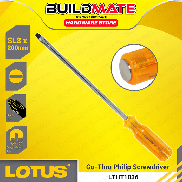 BUILDMATE Lotus Go - Thru Slotted Flat & Philips Screwdriver 200mm / 250mm Hand Repair Tools SOLD PER PIECE - LHT