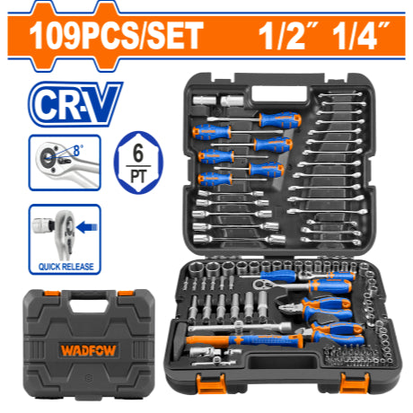 Buildmate x WADFOW 109PCS Combination Tool Set with Carrying Case WHS2109 WHT