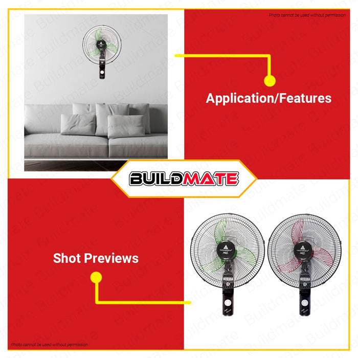 BUILDMATE Hanabishi 18" Wall Fan Windmill 18WF Three Adjustable Speed with Oscillation Control Wall-Mounted Windmill Cooling Fan SOLD PER PIECE