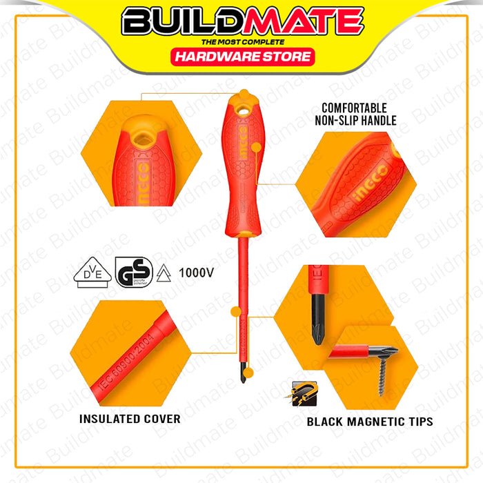 BUILDMATE Ingco 10PCS/SET Insulated Screwdriver With AC 100-500V Test Pencil Electricians Tool HKTV01S101 - IHT