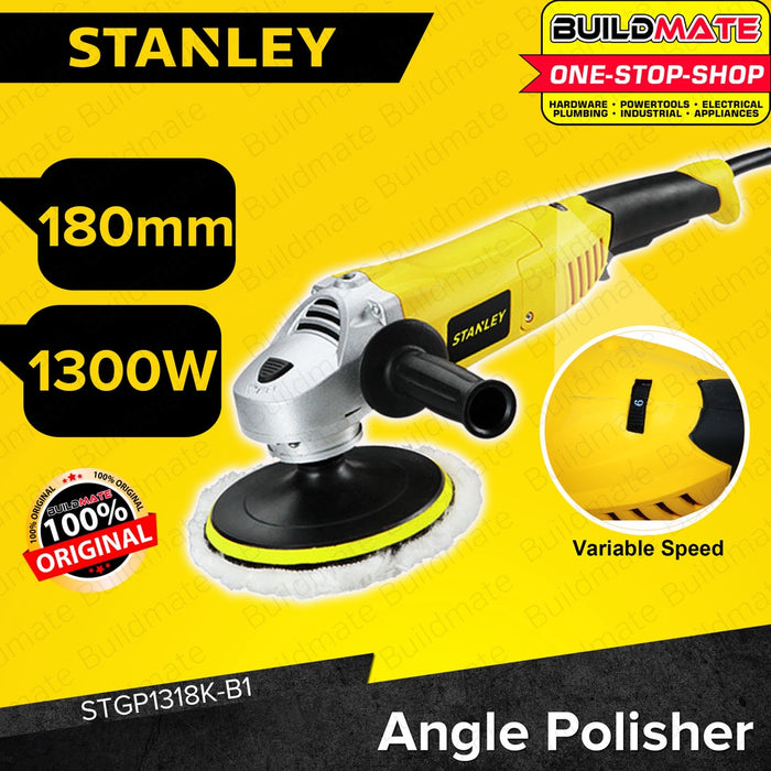 BUILDMATE Stanley Electric Angle Polisher Buffing Machine 1300W 180mm Electric Car Polisher Polishing Machine Variable Speed Buffing Waxing / Waxer Machine STGP1318K-B1 | SP137-B1 • SPT