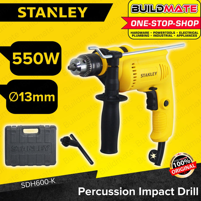 BUILDMATE Stanley Percussion Drill Value Kit with Case 13mm 550W 800W Impact Drill Driver Rotary Drill Screwdriver SDH600K STDH7213V B1 SPT