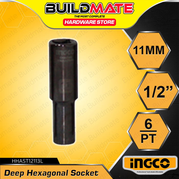 BUILDMATE Ingco 1/2" Inch Deep Hexagonal Sockets 8mm-32mm Cr-V Hexagon Deep Hex Drive Socket Wrench SOLD PER PIECE - IHT