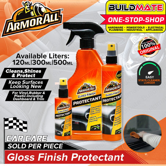 BUILDMATE Armor All Protectant Spray 120ML | 300ML | 500M [SOLD PER PIECE] Gloss Finish Car Care Sprayer Protectant Clean, Shines and Protects Vinyl, Rubber and Plastic Suitable for Automotive Household Usage •