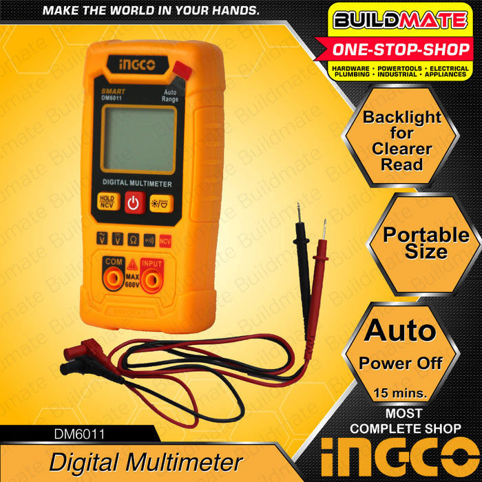 BUILDMATE Ingco Digital Multimeter Tester CAT.III 600V 1999C Multi Tester Multimeter Electric Tester DC Voltage Tester AC Voltage Tester DM2002 | DM6011 | 16PCS/SET Digital Multi Meter Clamp with Electricians Tools Set Screwdrivers COS23025 • IPT