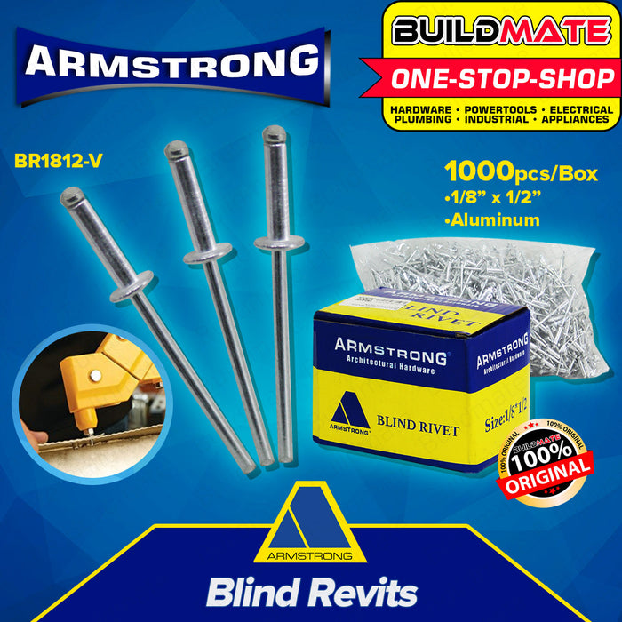 ARMSTRONG Aluminum Blind Rivets 1/8" x 1/2" 1000PCS/BOX •BUILDMATE•