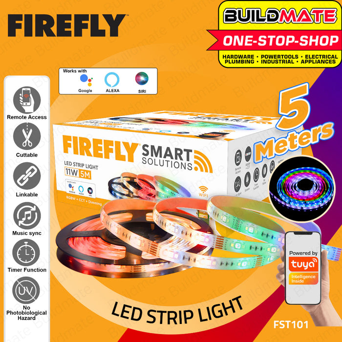 BUILDMATE Firefly Smart Led Strip Light 12V 5M RGBW+CCT Led Lights Dimmable Mixed Color Changing LED Tape Light Ambiance Lighting Smart Light Strips with App Control for Party Bedroom Changing Lights Room Lighting FST101 •