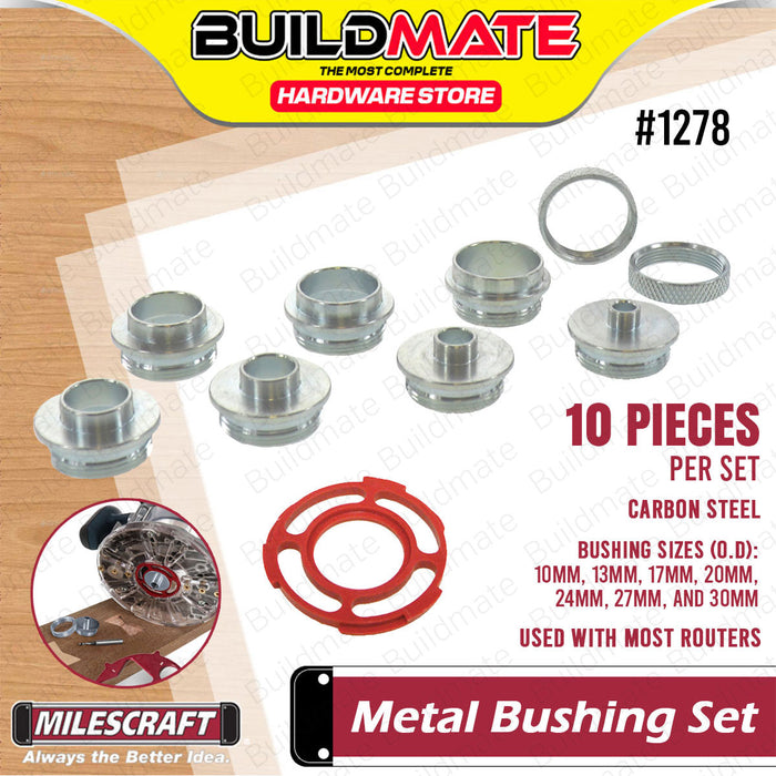 BUILDMATE Milescraft Metal Bushing Set Carbon Steel Imperial / Metric Router Machine Bushing Kit #1228 / #1278