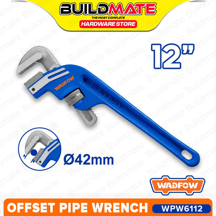 BUILDMATE Wadfow Offset Pipe Wrench 8" - 14" Inches Adjustable Plumber Piping Wrench Pipe Tool for Plumbing SOLD PER PIECE - WHT