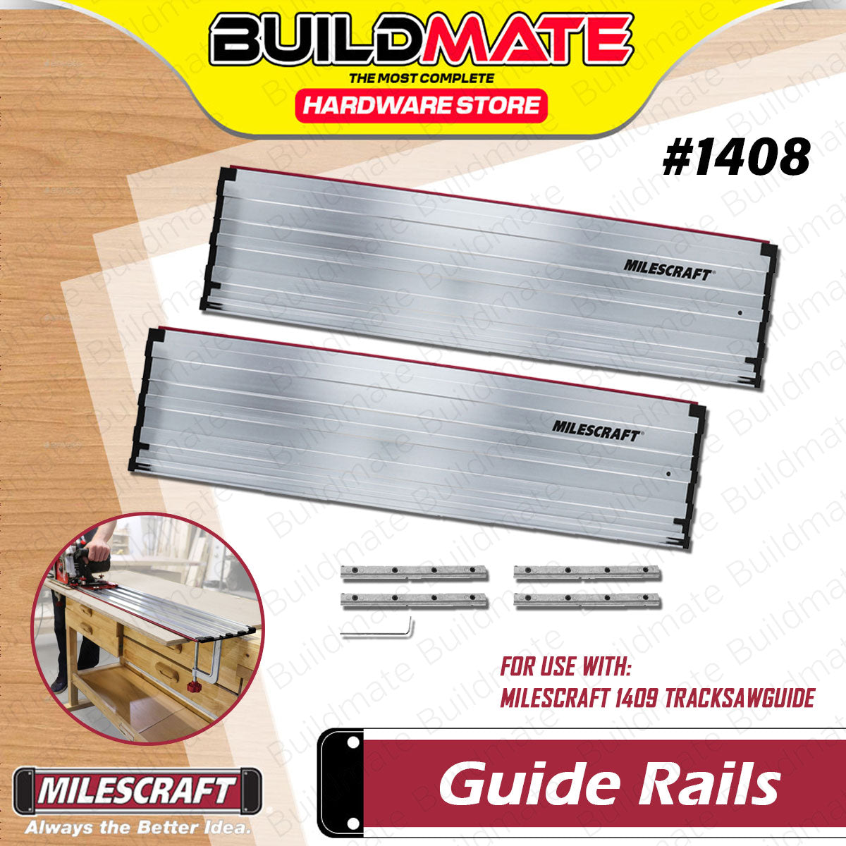 Panel Saw Track Rails BUILDMATE Milescraft Track Saw Rails 55