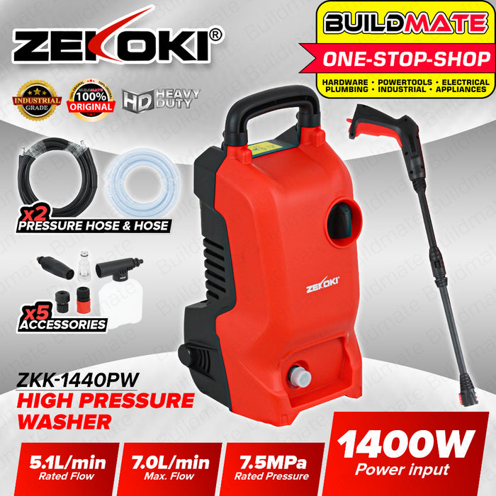 BUILDMATE Zekoki High Pressure Washer 1400W Car Wash Machine Water Power Spray Cleaner with Hose