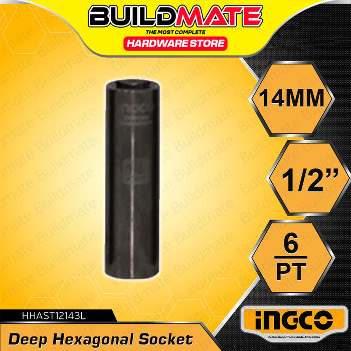 BUILDMATE Ingco 1/2" Inch Deep Hexagonal Sockets 8mm-32mm Cr-V Hexagon Deep Hex Drive Socket Wrench SOLD PER PIECE - IHT