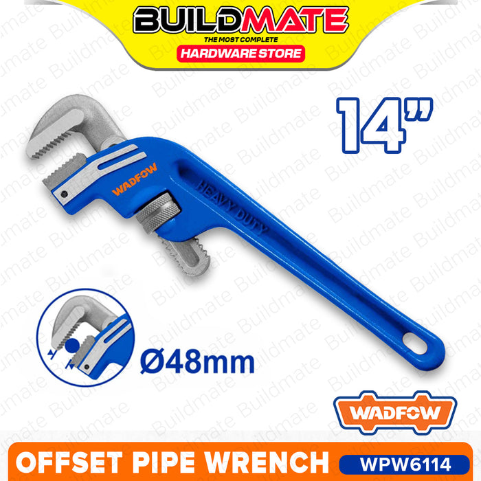 BUILDMATE Wadfow Offset Pipe Wrench 8" - 14" Inches Adjustable Plumber Piping Wrench Pipe Tool for Plumbing SOLD PER PIECE - WHT