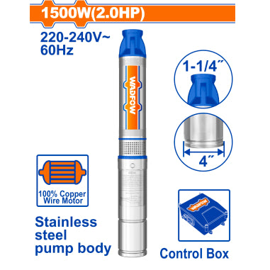 Buildmate x WADFOW 4" Deep Well Pump 0.5HP & 1.5HP 220V Stainless Steel with Control Box WPT