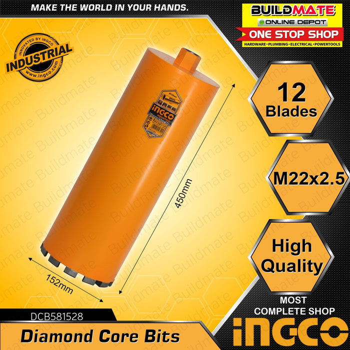BUILDMATE Ingco Diamond Core Bit 65MM | 102MM | 152MM Wet and Dry Cutting Concrete with Rebar • IHT