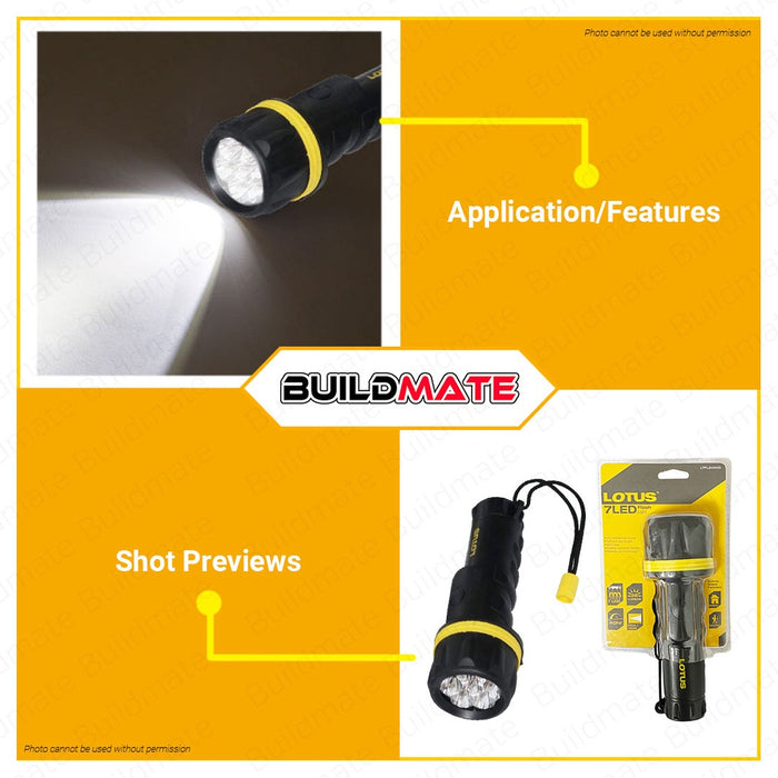 LOTUS 7LED Flash Light PVC Waterproof LTFL2000D •BUILDMATE• LHT