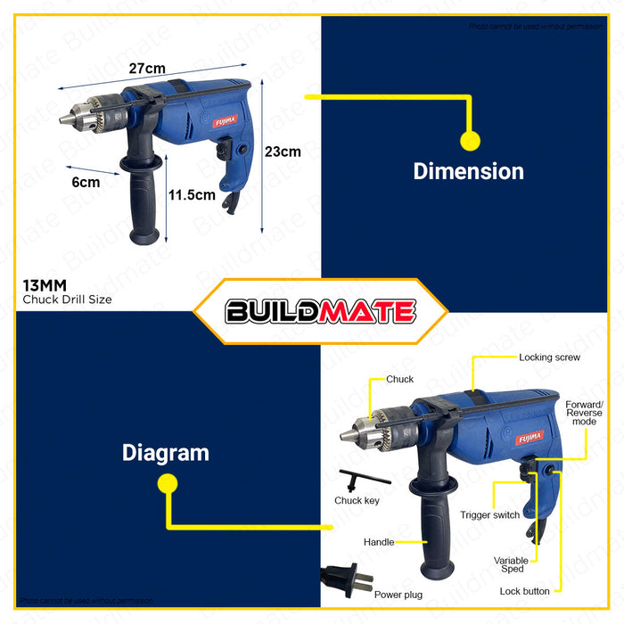 FUJIMA Impact Drill Tool Kit 28PCS/SET 720W FT-ID720KIT / HOYOMA HTID-700KIT •BUILDMATE•
