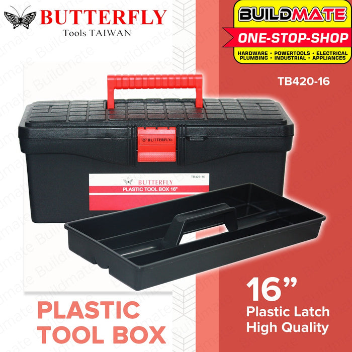 BUILDMATE Butterfly Plastic Tool Box 16" Inch Organizer Toolbox Plastic Organizer Storage #420-16"
