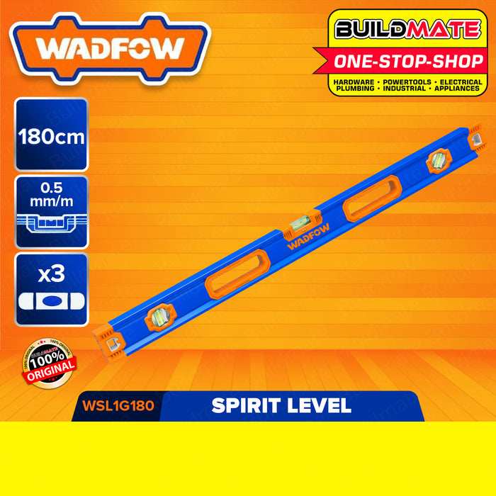 BUILDMATE Wadfow Spirit Level 180CM | 200CM [SOLD PER PIECE] Leveling Tool Aluminum Spirit Leveler Bubble Level Box Spirit Level Double Side Milled WSL1G180 | WSL1G200 • WHT