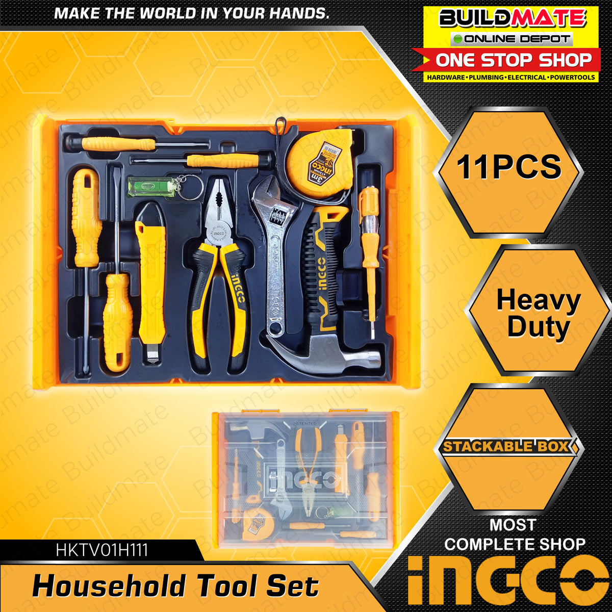 INGCO Household Tool Set 11PCS/SET HKTV01H111 •BUILDMATE• IHT — Buildmate