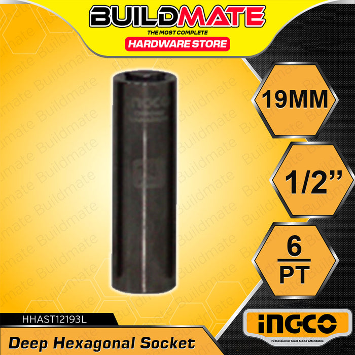 BUILDMATE Ingco 1/2" Inch Deep Hexagonal Sockets 8mm-32mm Cr-V Hexagon Deep Hex Drive Socket Wrench SOLD PER PIECE - IHT